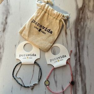 2 Pack Pura Vida Bracelets w/Storage Bag